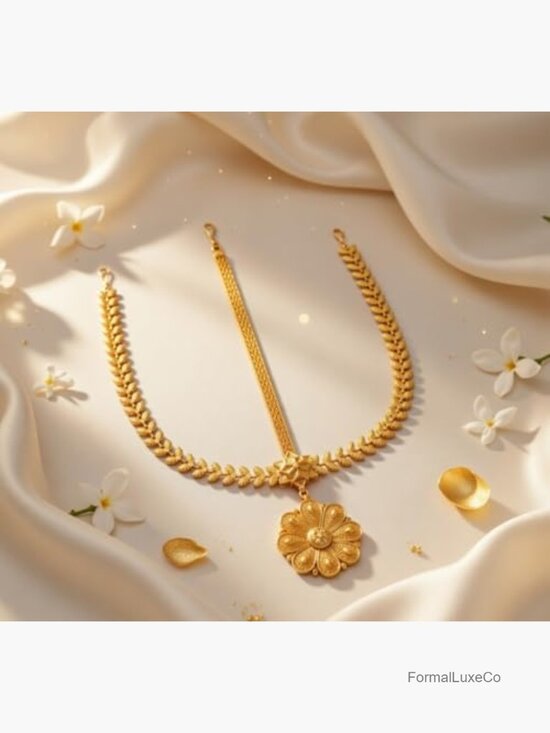 Floral Matha Patti Headband Bridal Hair Accessory Head Chain Fish Hook Closure main image 4